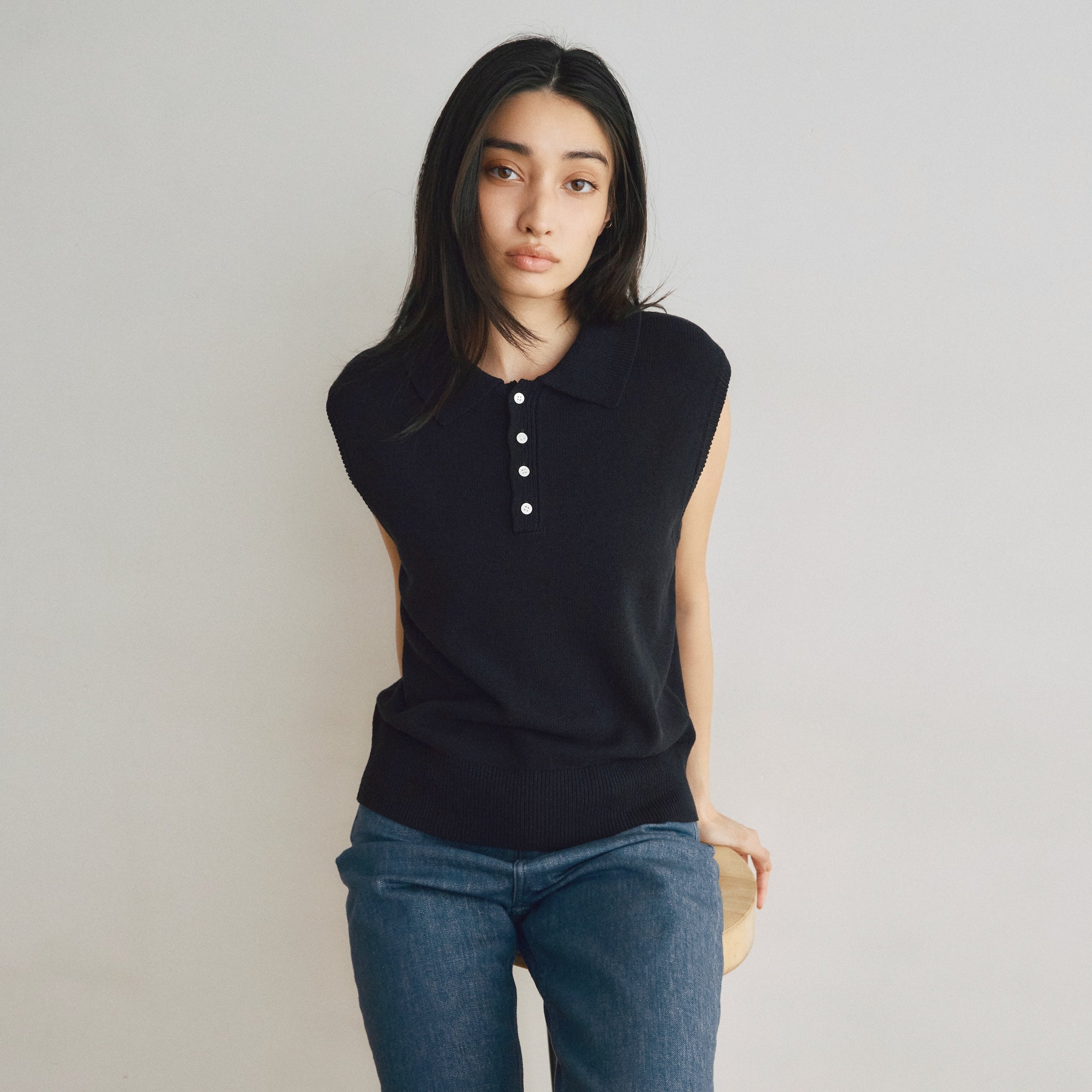 MultiサイズKnit Poloベスト