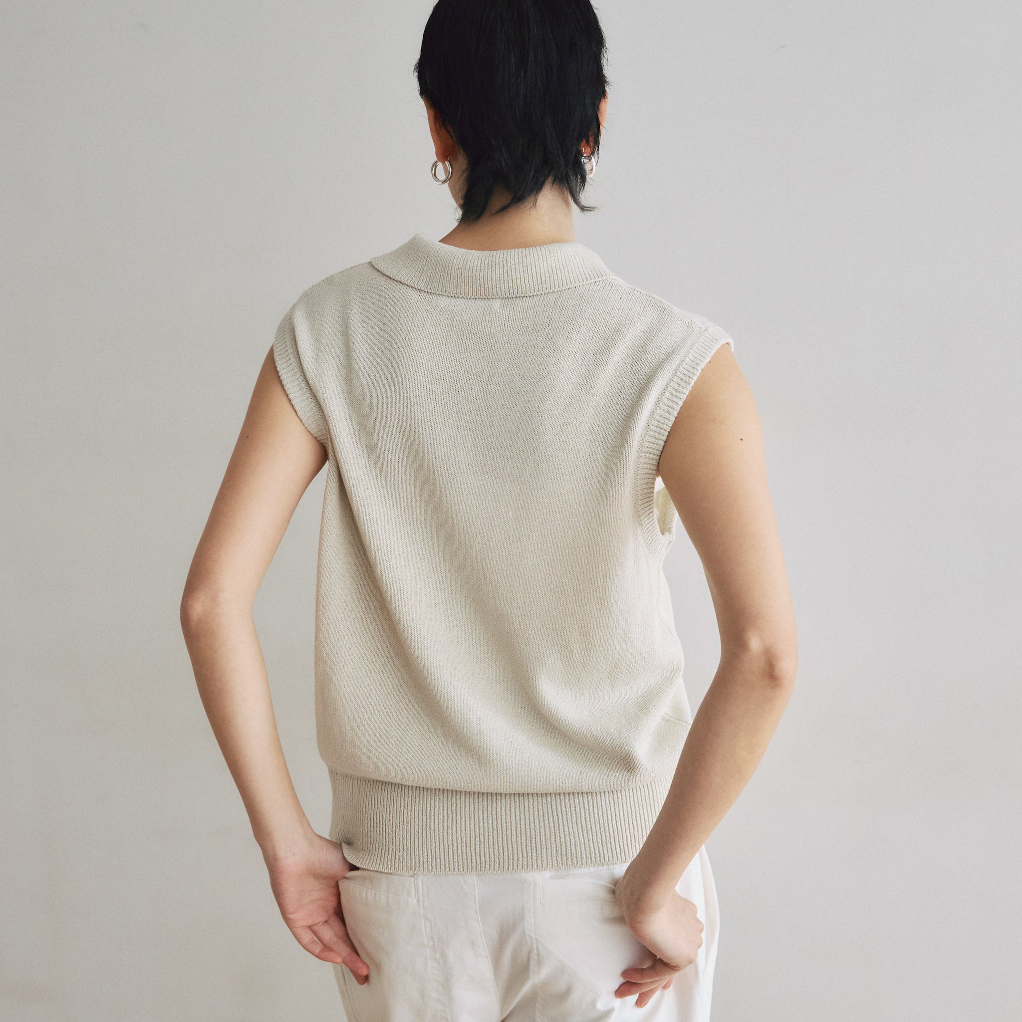 レディース 【完売品】sea room lynn MultiサイズKnit Poloベスト白