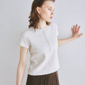 Vintage-like honeycomb henley top