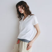 Vintage-like honeycomb henley top