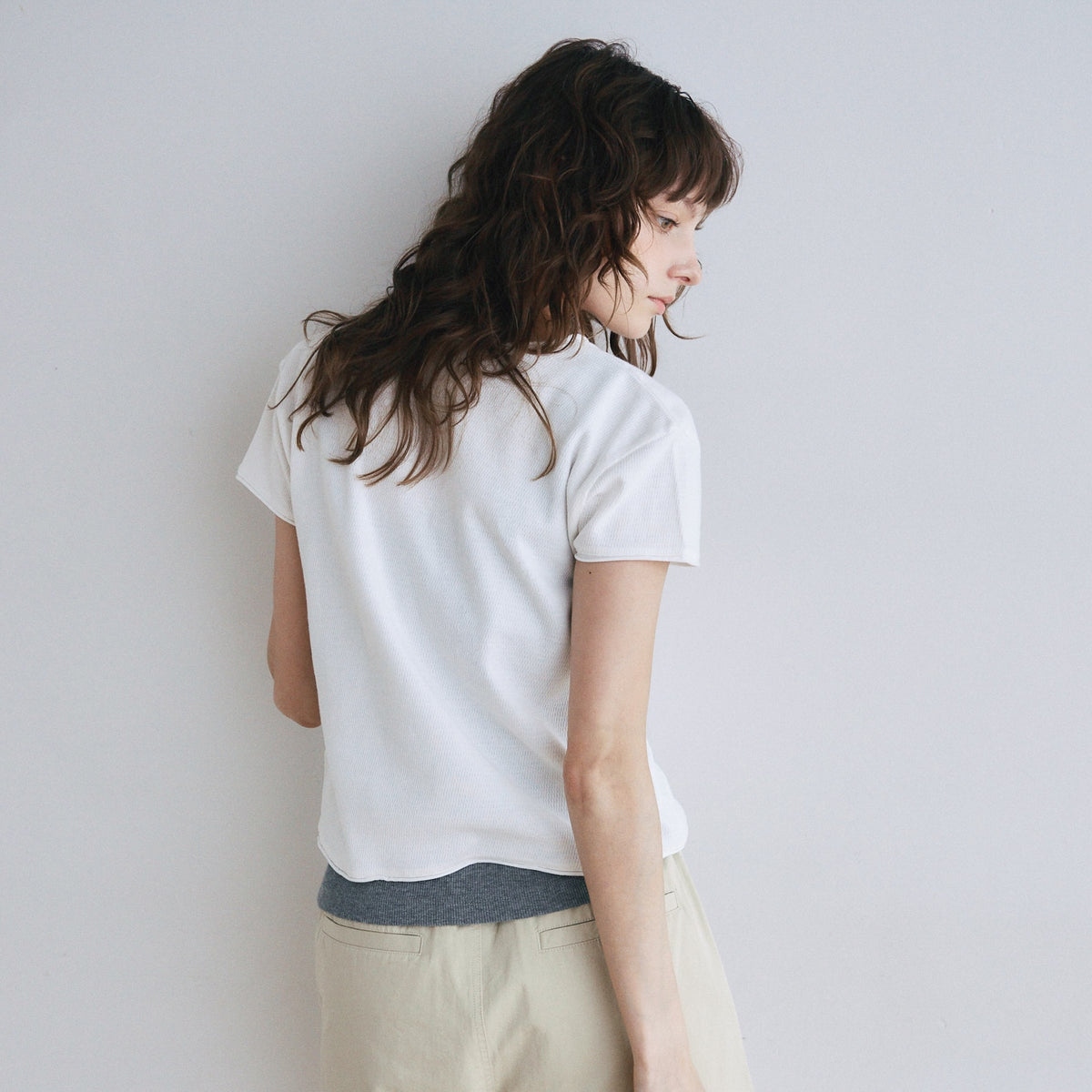 Vintage-like honeycomb henley top