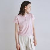Vintage-like honeycomb henley top