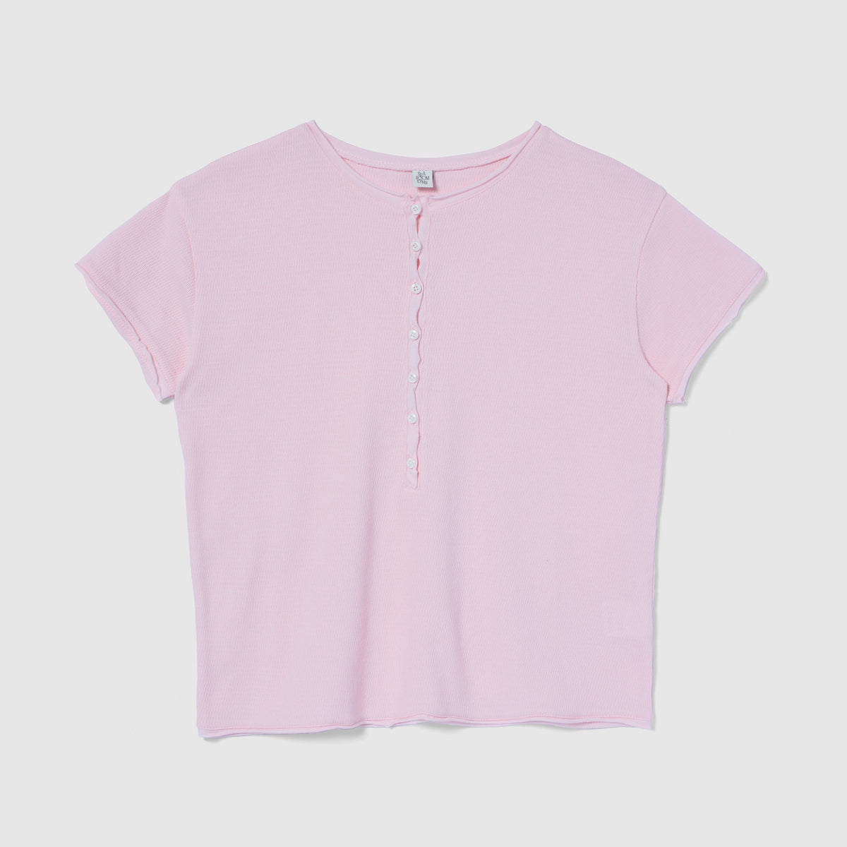 Vintage-like honeycomb henley top