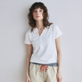 Vintage-like honeycomb henley top