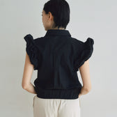 Frill Sleeveラウンドヘムシャツ