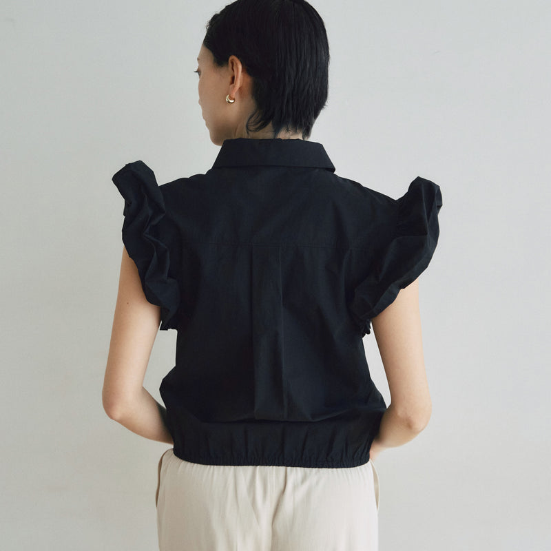 Frill Sleeveラウンドヘムシャツ