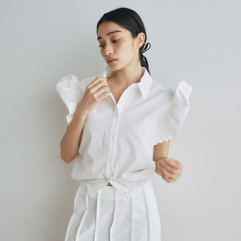 Frill Sleeveラウンドヘムシャツ