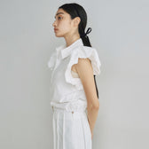 Frill Sleeveラウンドヘムシャツ