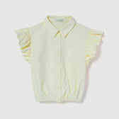 Frill Sleeveラウンドヘムシャツ