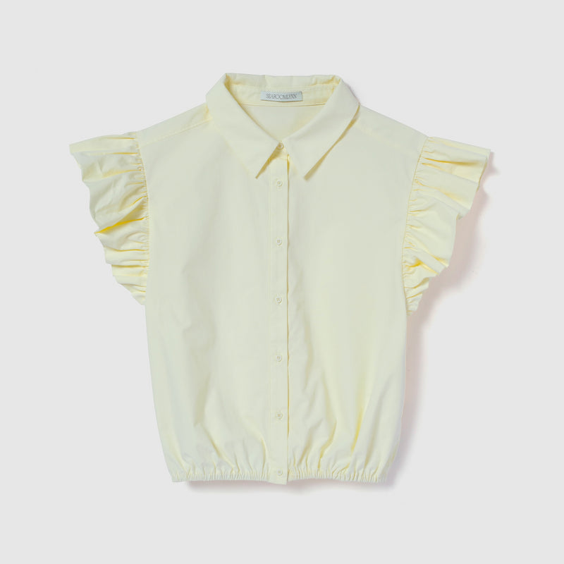 Frill Sleeveラウンドヘムシャツ