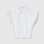 Frill Sleeveラウンドヘムシャツ