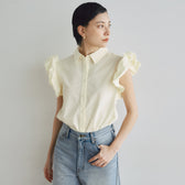 Frill Sleeveラウンドヘムシャツ