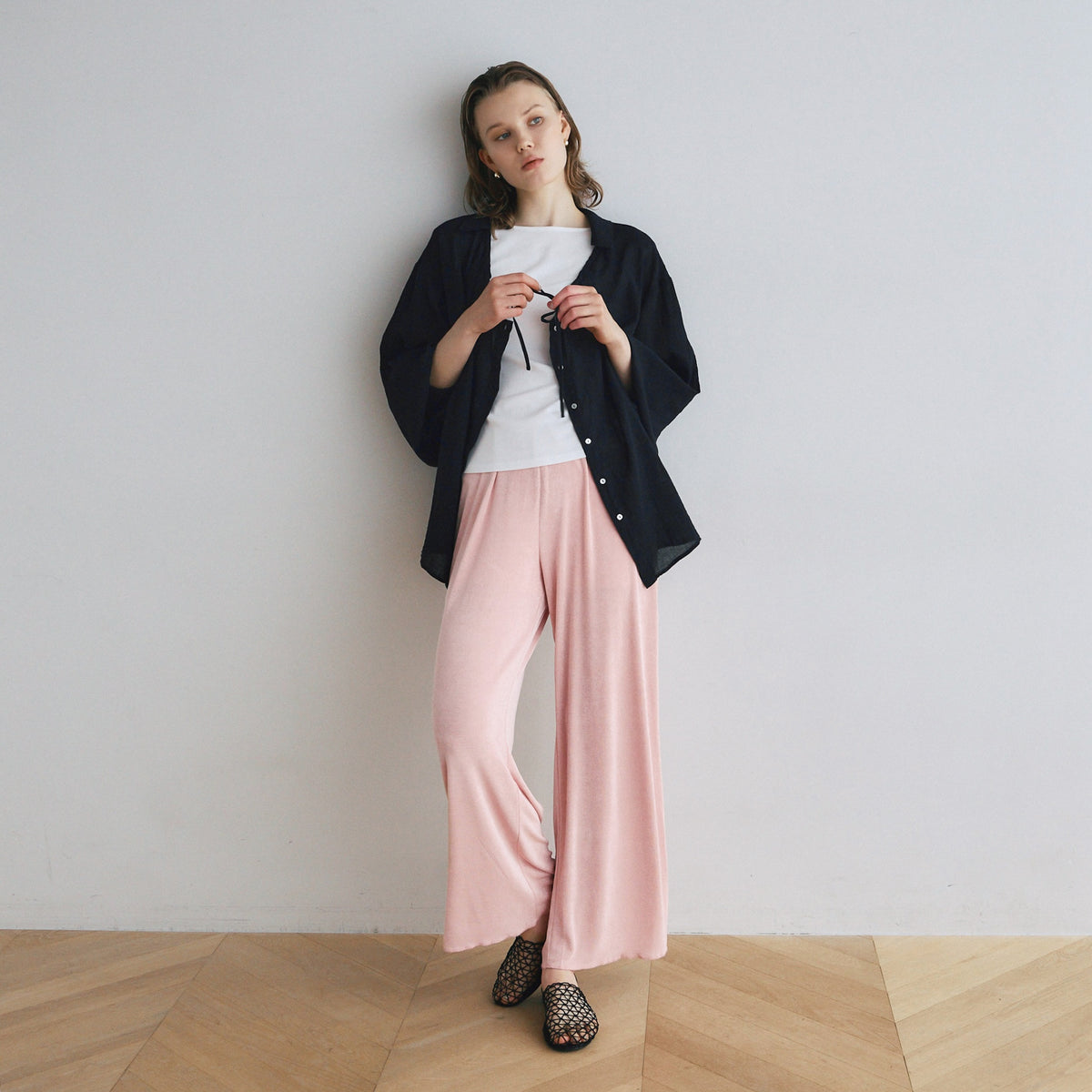 Crinkle Finish Ribbon Shirt