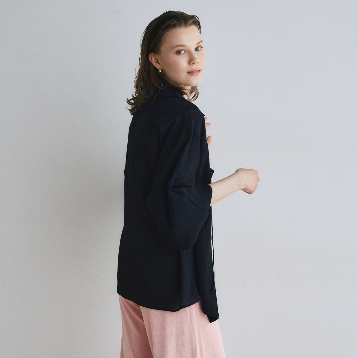Crinkle Finish Ribbon Shirt