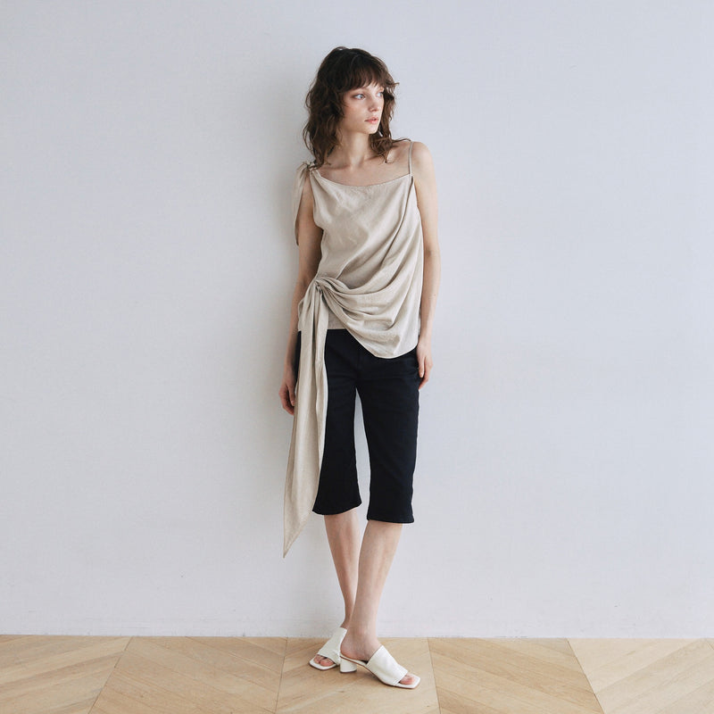 Asymmetrical Ribbon Sheer Top Set