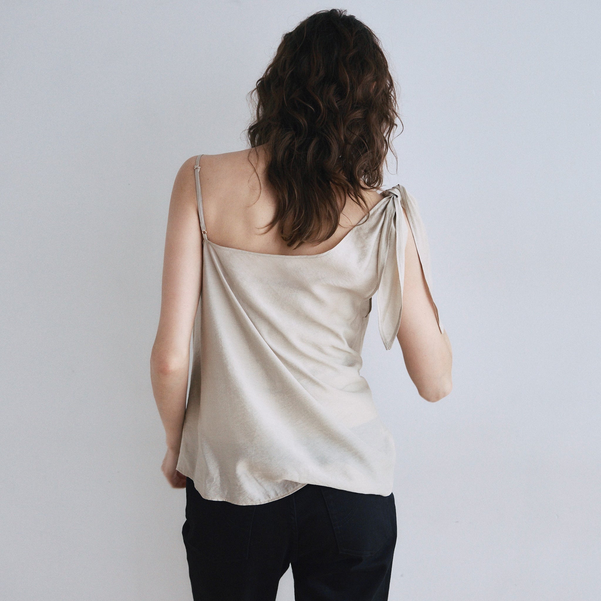 Asymmetry Ribbon SheerトップスSET