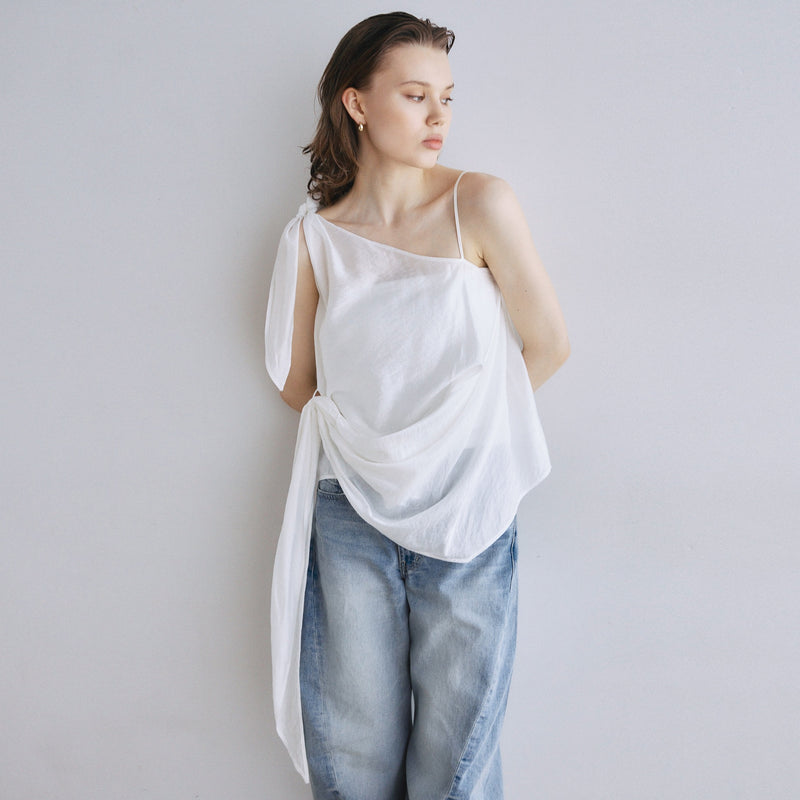 Asymmetrical Ribbon Sheer Top Set