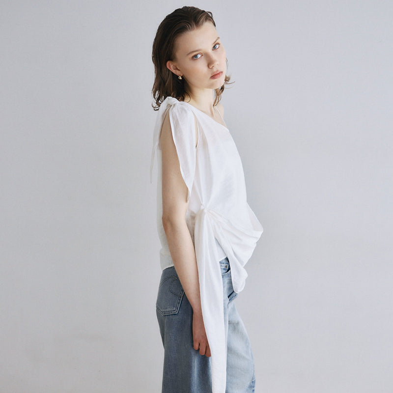 Asymmetrical Ribbon Sheer Top Set