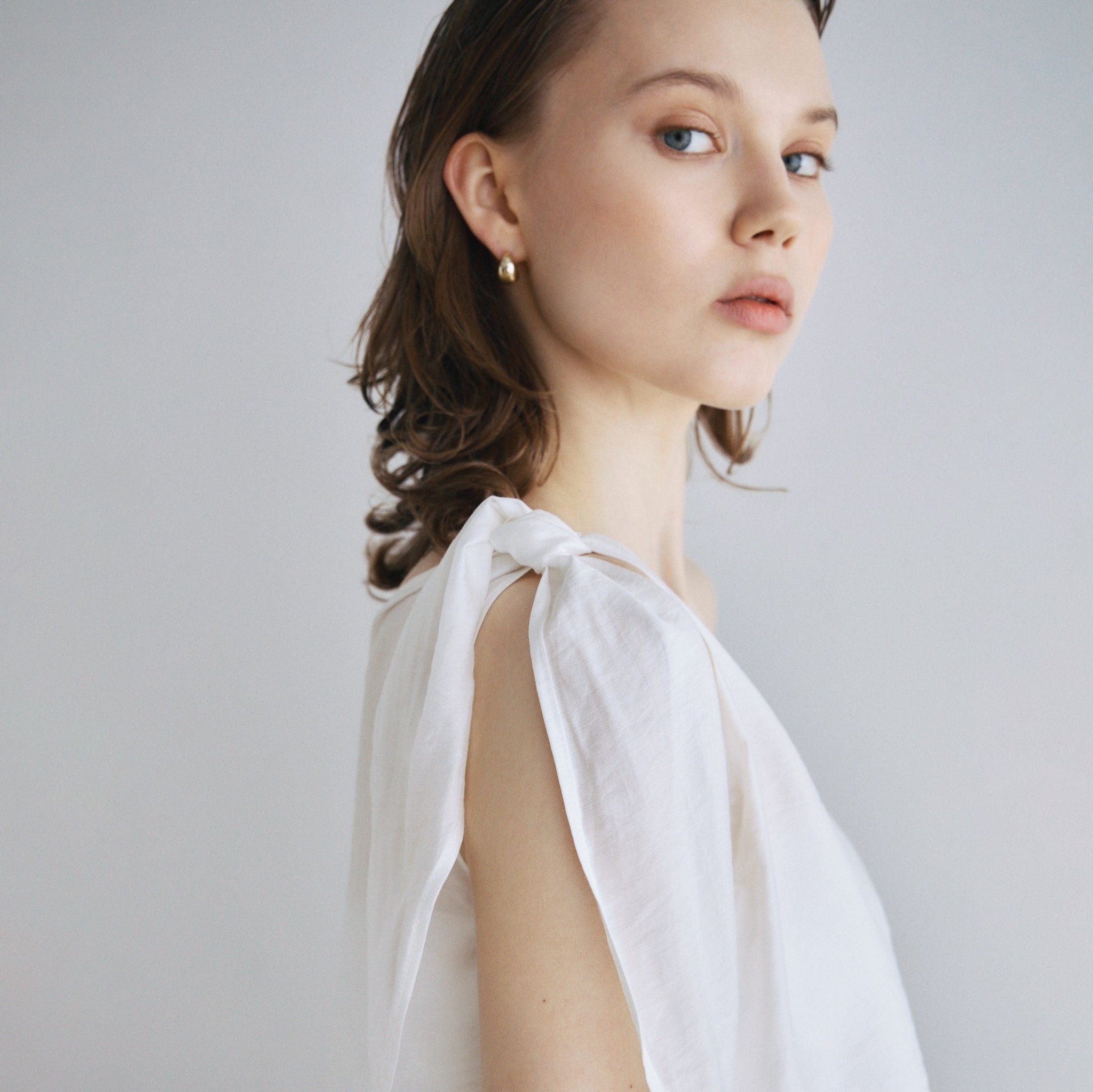 Asymmetry Ribbon SheerトップスSET