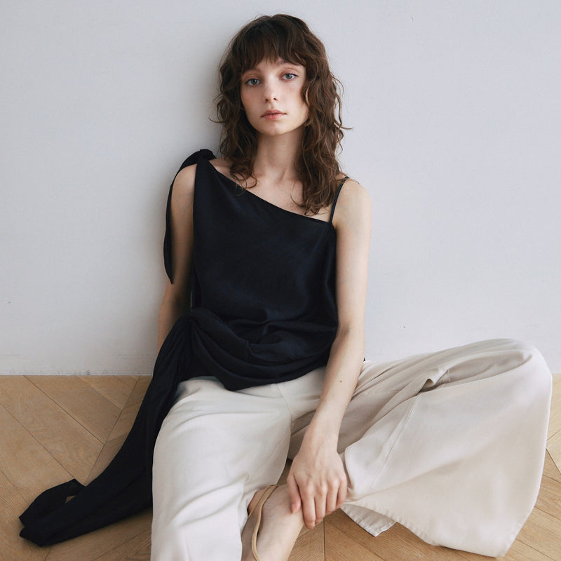 Asymmetrical Ribbon Sheer Top Set