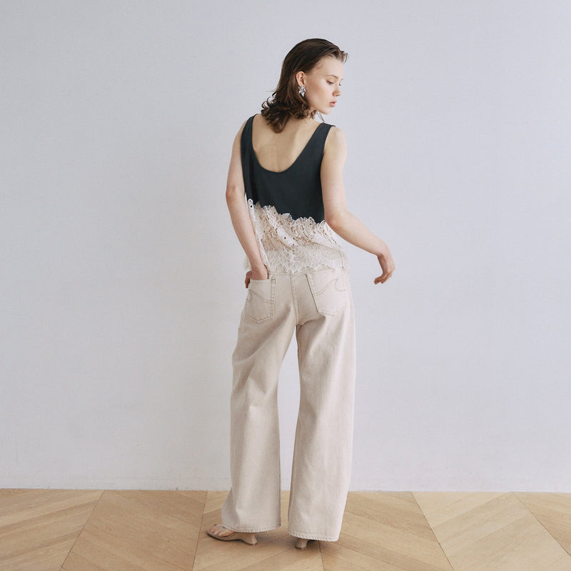 Recycled Satin Scallop Lace Top