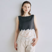 Recycled Satin Scallop Lace Top