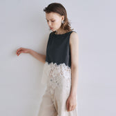 Recycled Satin Scallop Lace Top