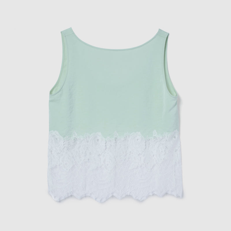 Recycled Satin Scallop Lace Top