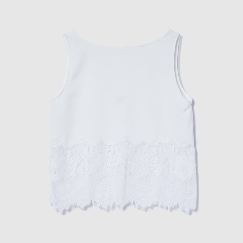 Recycled Satin Scallop Lace Top