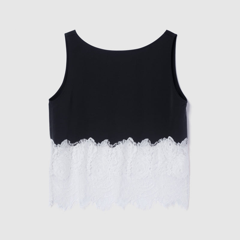 Recycled Satin Scallop Lace Top