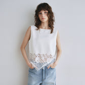 Recycled Satin Scallop Lace Top