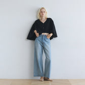Self-tie waist wrap shirt