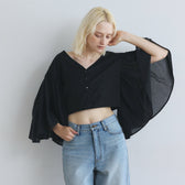 Self-tie waist wrap shirt