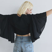 Self-tie waist wrap shirt