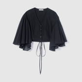 Self-tie waist wrap shirt