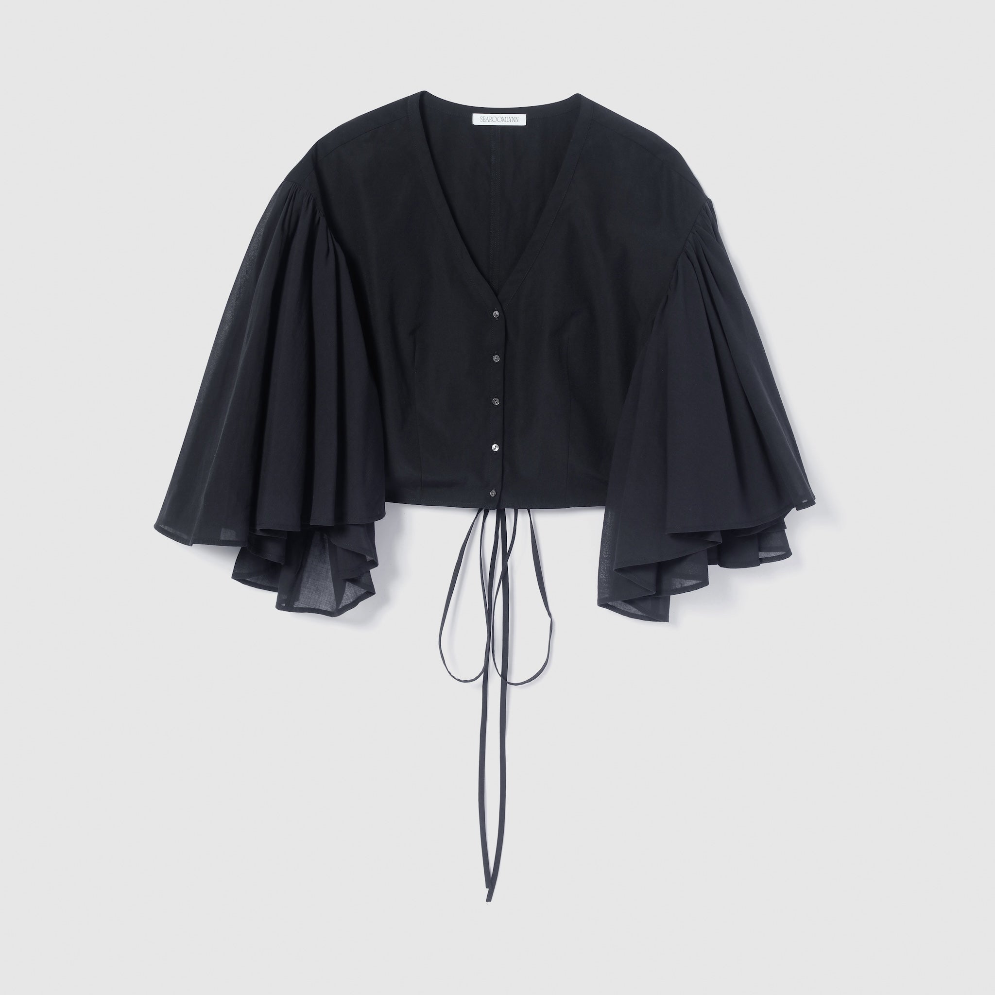 self-tie ウエストラップシャツトップス