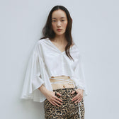 Self-tie waist wrap shirt