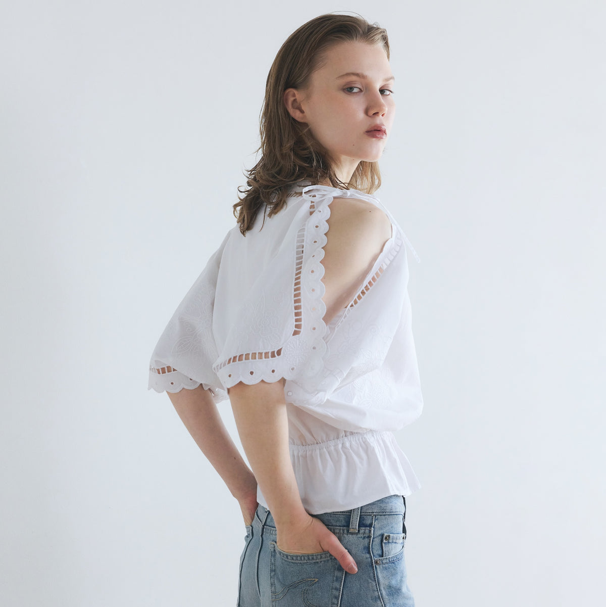 Cutwork Cape Blouse