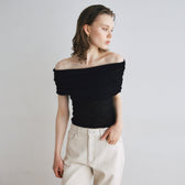 FineYarn RIB Knit Off-the-Shoulder Top