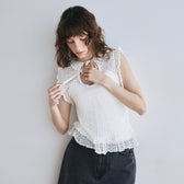 Mesh Frill Sheer Knit Top