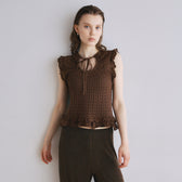 Mesh Frill Sheer Knit Top