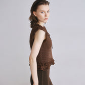 Mesh Frill Sheer Knit Top