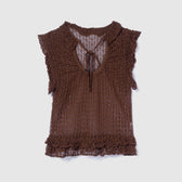 Mesh Frill Sheer Knit Top