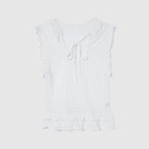 Mesh Frill Sheer Knit Top