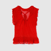 Mesh Frill Sheer Knit Top