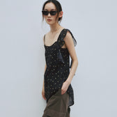 Asymmetrical Shoulder Flower Top