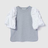 Gathered Puff Sleeve Paneled Top