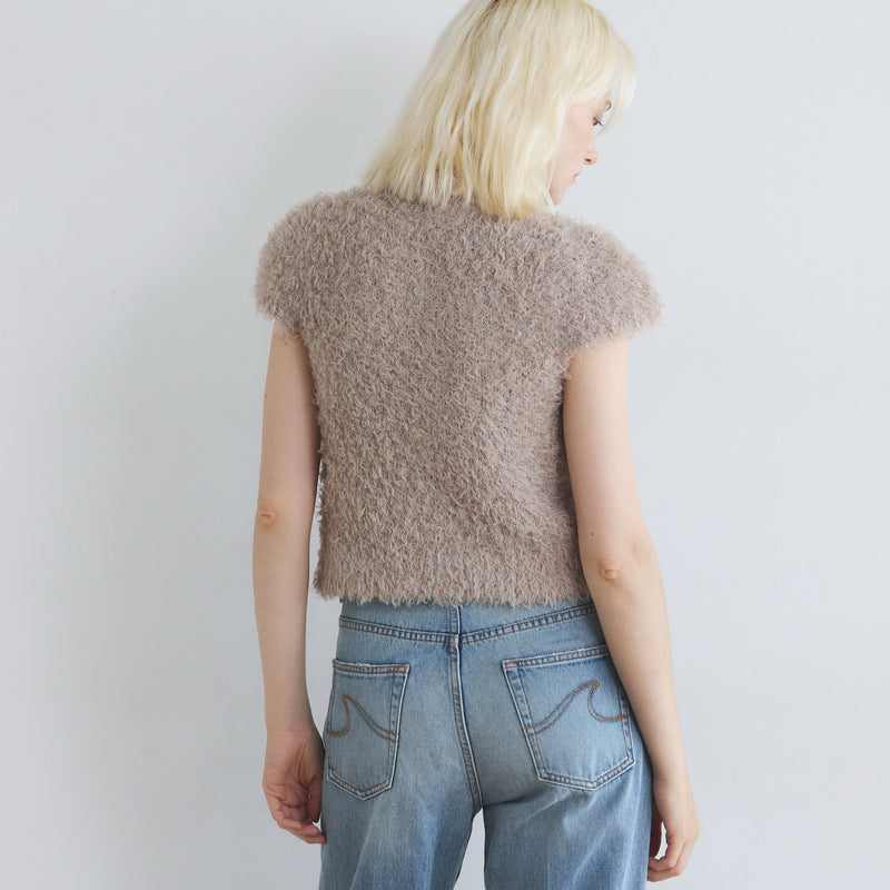 Poodle Yarn 2-Way Neck Top