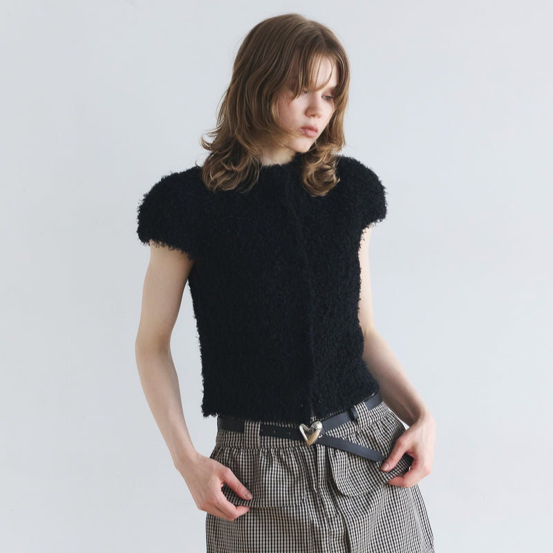 Poodle Yarn 2-Way Neck Top