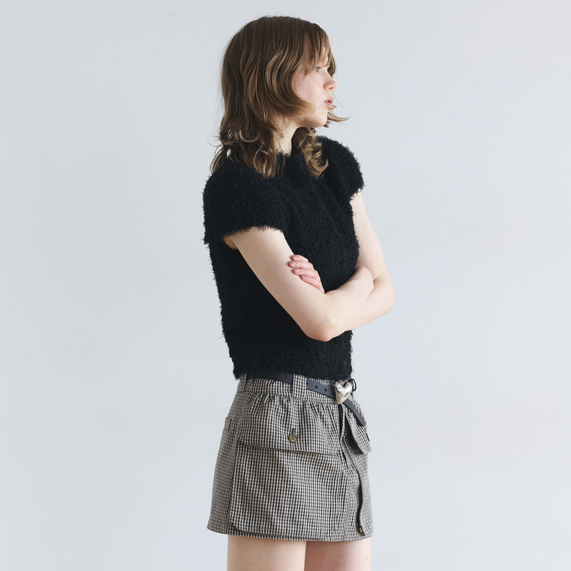 Poodle Yarn 2-Way Neck Top